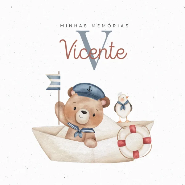 Livro do Bebé Ursinho Marinheiro Menino personalizado
