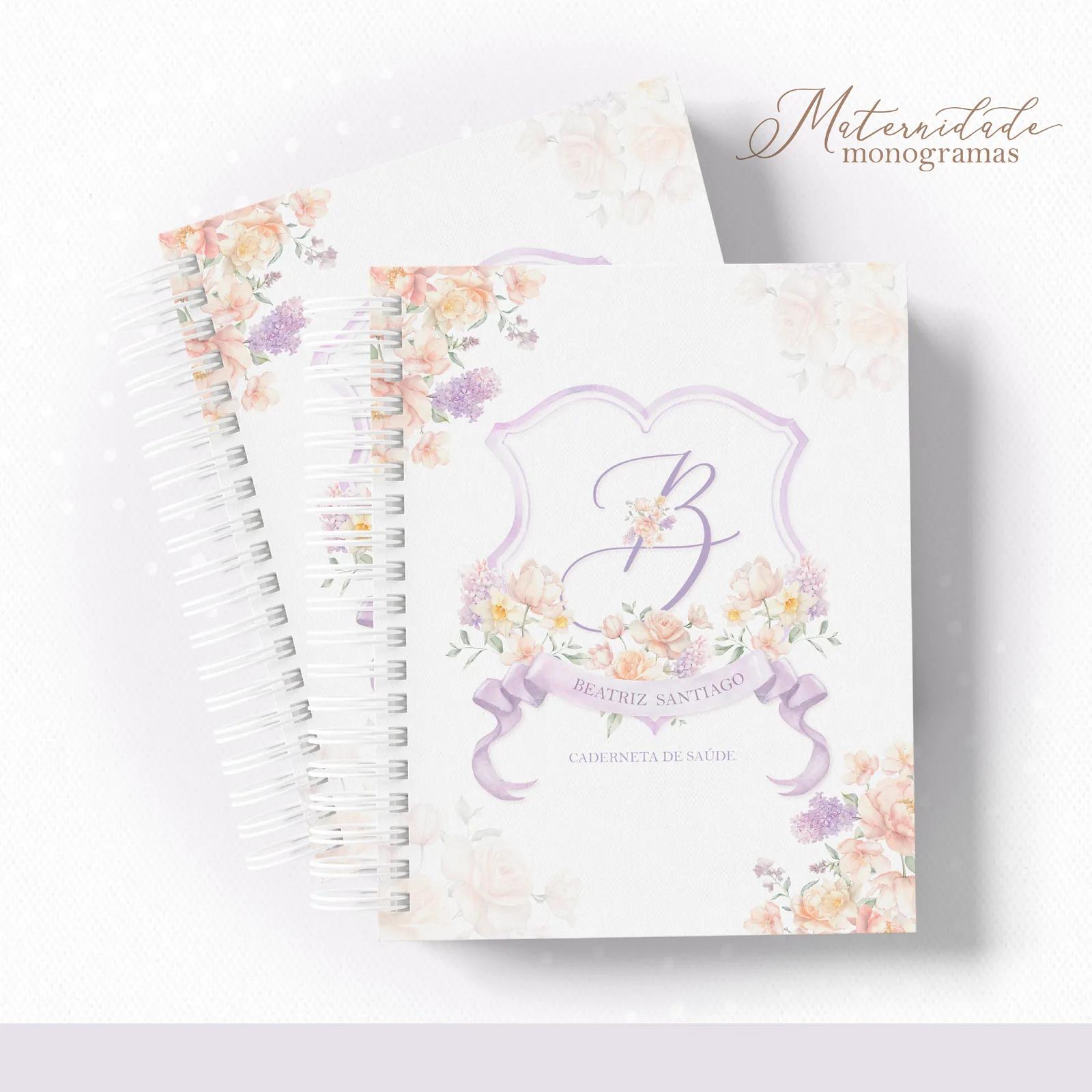 Planner com monograma Floral Lilas
