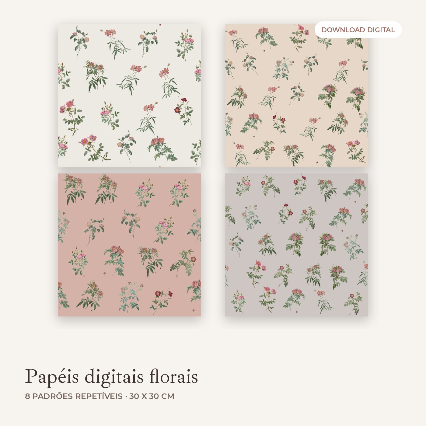 Papéis digitais florais: 8 padrões